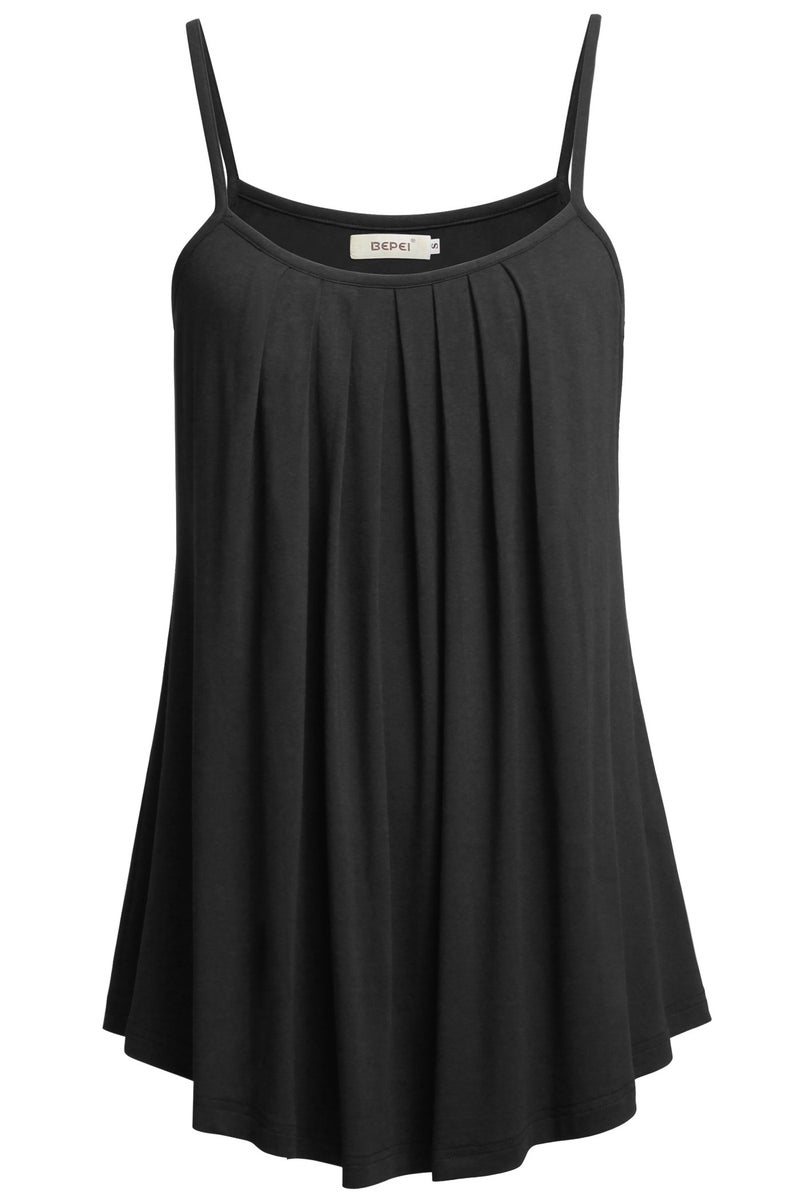 BEPEI Spaghetti Strap Tank Top, Sleeveless Cami Shirts Summer Beach Comfy Wear,Black,Medium - Image 1